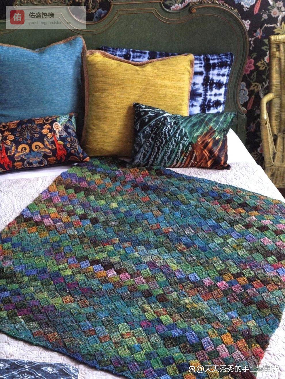 手工棒针编织：纵横编织蜡笔盒毯