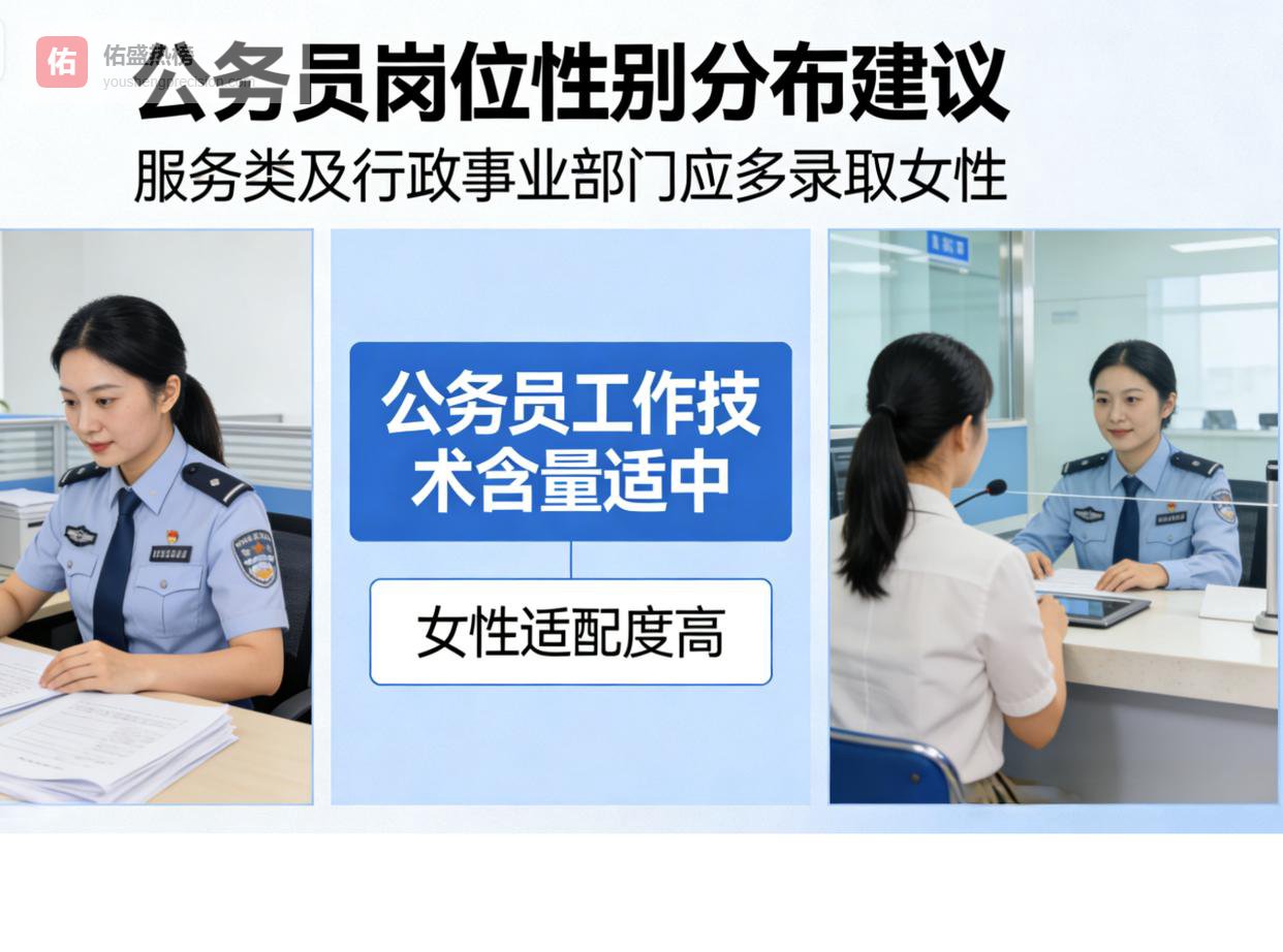 公务员工作本就是技术含量不高的工作，非常适合女性去做，所以服务类工作及行政事业部门应多录取女性