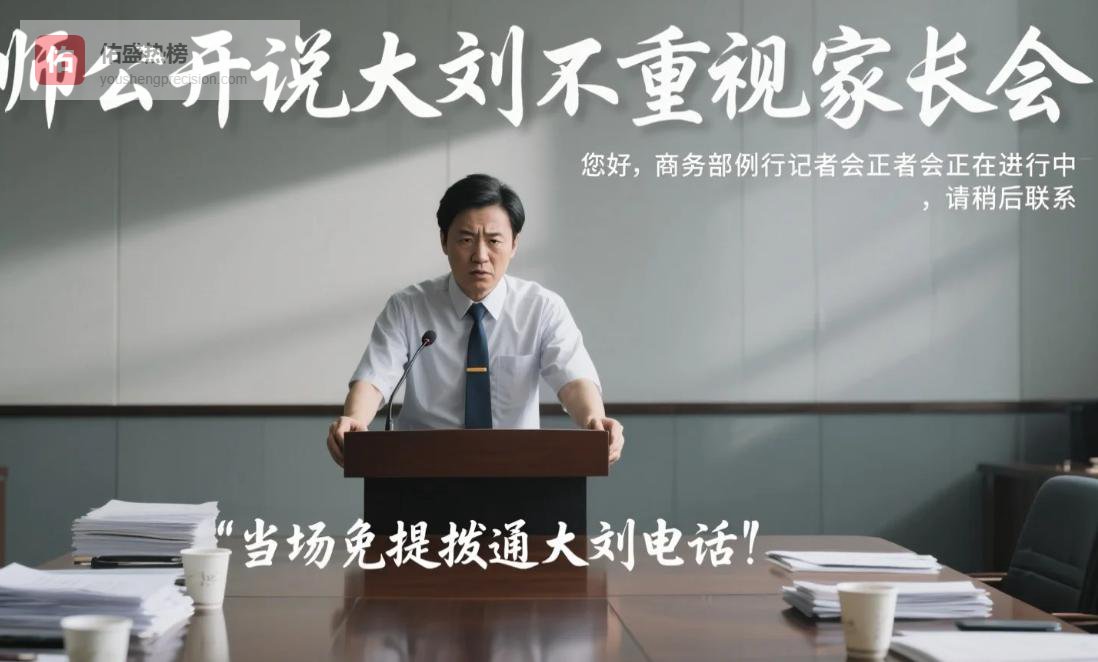 老师公开说大刘不重视家长会，当场免提拨通大刘电话：“您好，商务部例行记者会正在进行中，请稍后联系。”