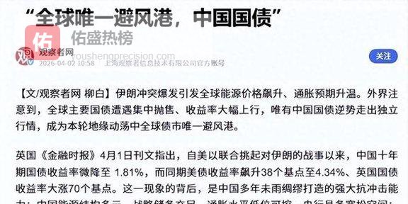 反常！中东燃起战火，美债却遭抛售，英媒直言中国成唯一避风港